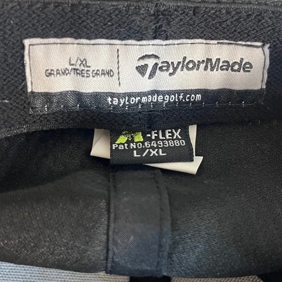 TaylorMade Black Golf Cap Hat Flex Fit Embroidered Logo Men's L XL - Picture 7 of 7